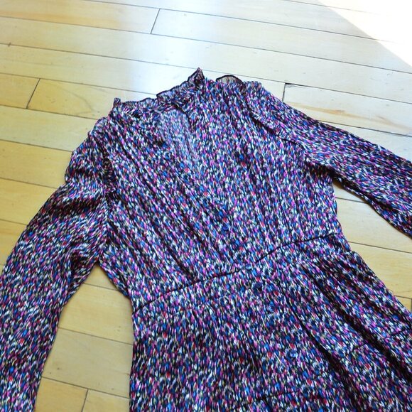 Designer Women's Multi Metallic Long Tiered Shirt Dress Size S - Picture 2 of 14